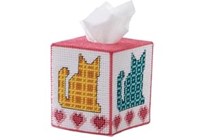 Herrschners Patchwork Kitten Tissue Box Plastic Canvas Kit