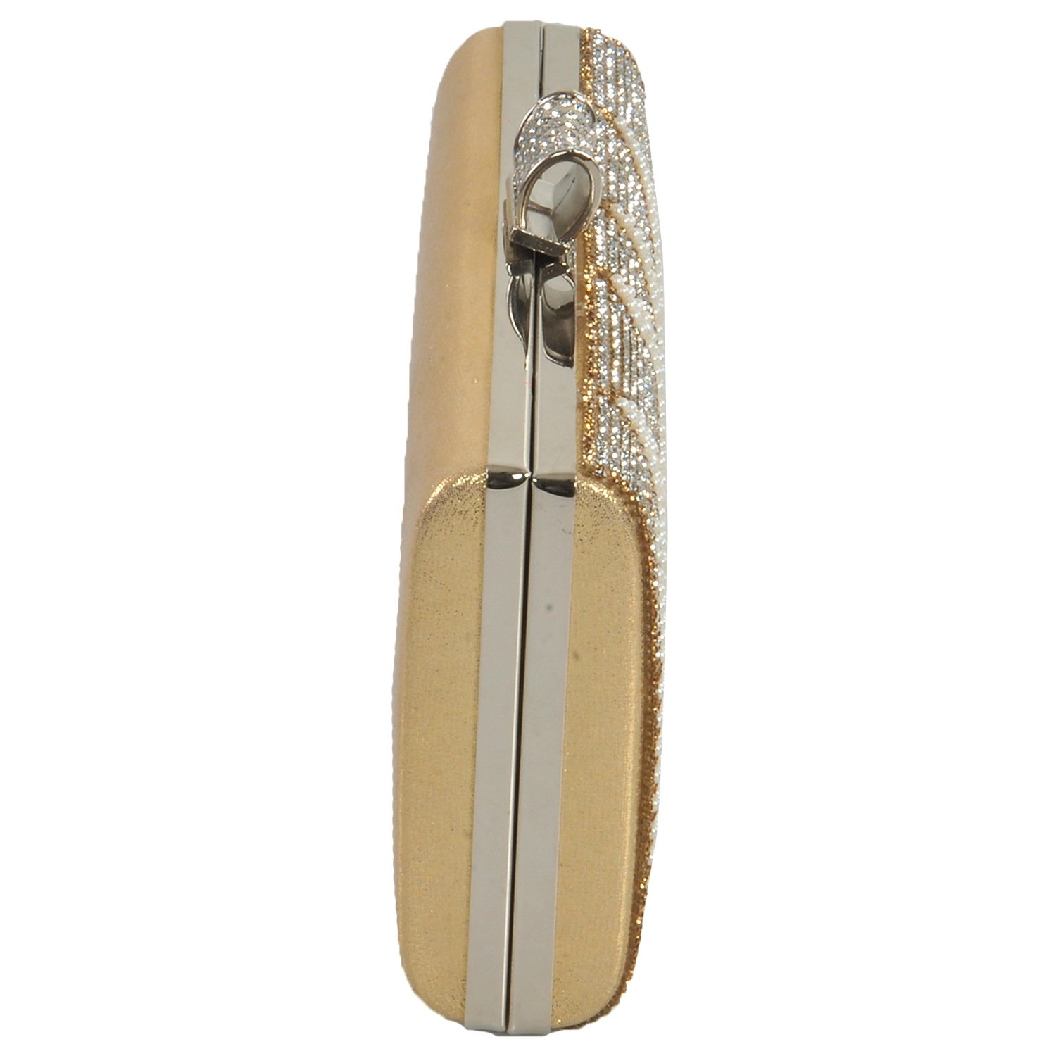 24x7 emall women's clutch (gold,premium pearl diamond silver two sided)