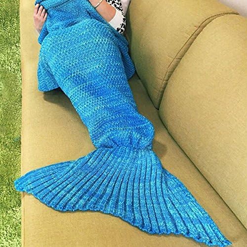 Katherine Warm and Soft All Seasons Mermaid Blanket for Adults and Kids,Sofa Quilt Living room blanket 71"*35.5" Blue