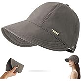 huablo]UPF 50+Womens Sun Hat UV Protection Hiking Fishing Hats Wide Brim Hat Adjustable Ponytail Packable Sun Cap
