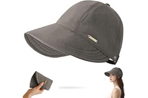 huablo]UPF 50+Womens Sun Hat UV Protection Hiking Fishing Hats Wide Brim Hat Adjustable Ponytail Packable Sun Cap