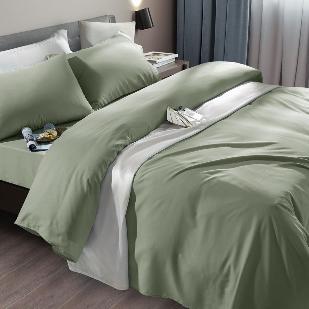 Photo 1 of SONORO KATE Bed Sheet Set Super Soft Microfiber 1800 Thread Count Luxury Egyptian Sheets Fit 18-24 Inch Deep Pocket Mattress Wrinkle-6 Piece (Sage, Queen)