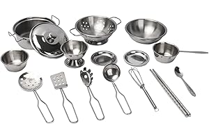 JunZheHub Kitchen Playset Pots and Pans Toys for Kids Stainless Steel Cookware Creative Accessories Suitable for Interaction