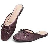 hingswink Red Mules for Women Slip On Flats Office Business Casual Shoes Closed Toe Shoes for Women Dressy Comfortable, Maroon8.5