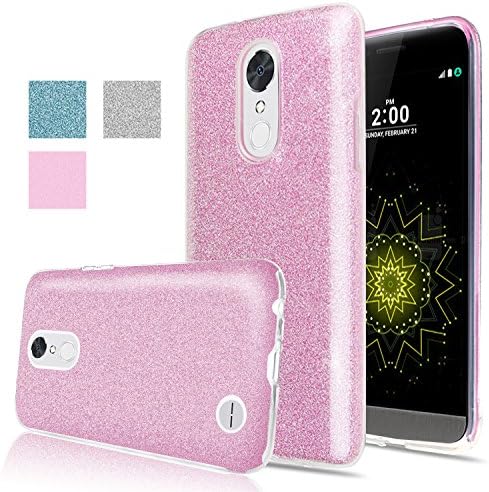 LG K20 V Case,LG K20 Plus / LG K10 2017 / LG VS501 / LG Grace / LG Harmony Case,Aomax[Anti-Scratch]Shockproof Shing Bling Gilliter Sparkle Soft TPU Triple Layer case For LG K10 2017 TMSF Rose Gold