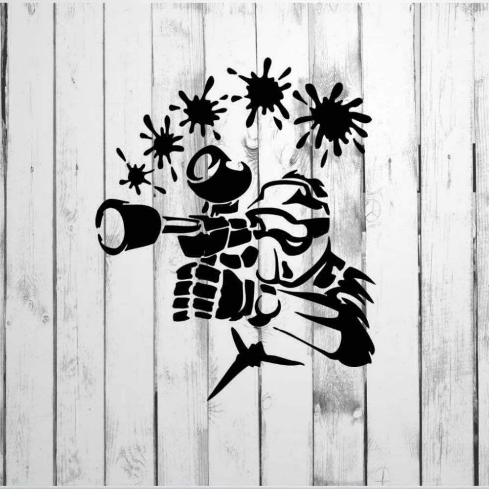 Paintball Player with Gun & Paint SplatterStickers Vinyl Decal Car