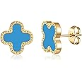 AIPPK 18K Gold Plated Clover Earrings for Women Four Leaf Clover Stud Earrings Lucky Dangle Earrings Simple Jewelry Gifts for Women