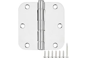 JIW 12 Pack Rounded Door Hinges 3.5 Inch 5/8"Radius Polished Chrome Hinges for Interior Doors Bedroom House Standard 3 1/2 Inch Door Hinges Hardware Bulk Hinge Wooden Door Parts Home Upgrades Decor