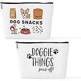 Wenboco 2 Pcs Cute Dog Makeup Bag, Large Capacity Travel Makeup Case Cosmetic Bags for Women, Portable Pouch Purse Travel Essentials Toiletries Accessories, Christmas Birthday Gifts for Women