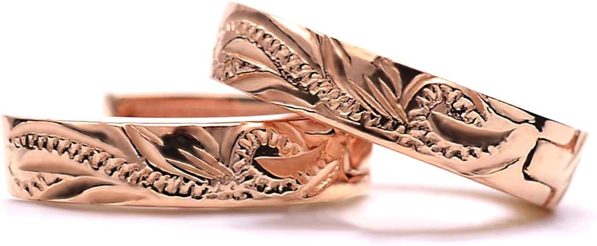 Amazon Co Jp ピアス ハワイアンジュエリー レディース メンズ K14 ゴールド 14金 スクロール ソリッド フープ ピアス ピンクゴールド Ape1263 ジュエリー