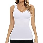 Camisoles with Built in Bra Compression Padded Shapewear Tank Tops for Women White Tank Tops with Built in Bras Tummy Control