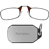 ThinOptics unisex adult Keychain Case + Reading Glasses, Brown, 44 mm US