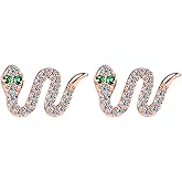 Dainty Rose Gold Snake Stud Earrings, 925 Sterling Silver Cubic Zirconia Hypoallergenic Earrings Trendy Cute Jewelry for Women