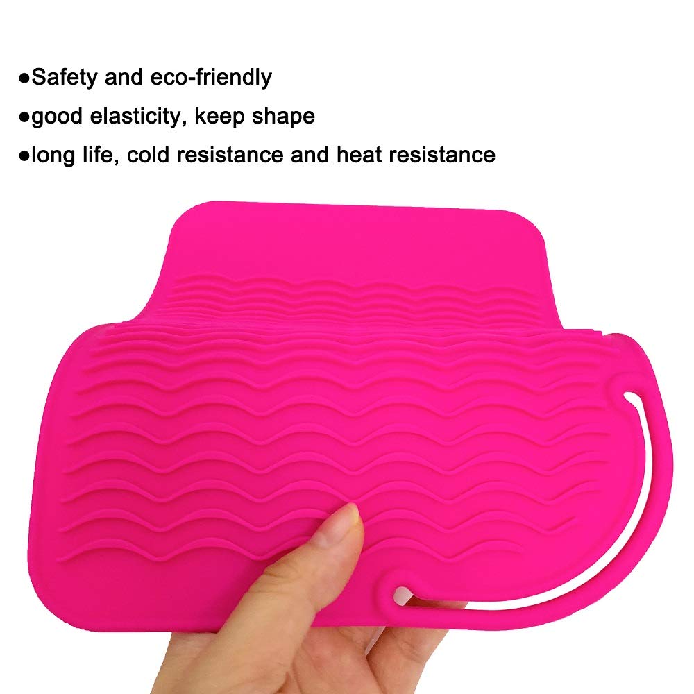 Heat Resistant Mat for Curling Irons, Hair Straightener, Flat Irons and Hair Styling Tools 9" x 6.5", Food Grade Silicone, Pink: Beauty