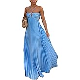 Hotheart Womens Sexy Wrappped Chest Sleeveless Solid Color Crimping Loose Hem Dress Casual Dress