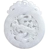 AMINKINA Jadeite Dragon Prosperity Pendant Necklace, Jadeite Waxy White Lace Round Dragon Brand Jade Necklace, is a Unique Gift that Embodies Happiness and Prosperity