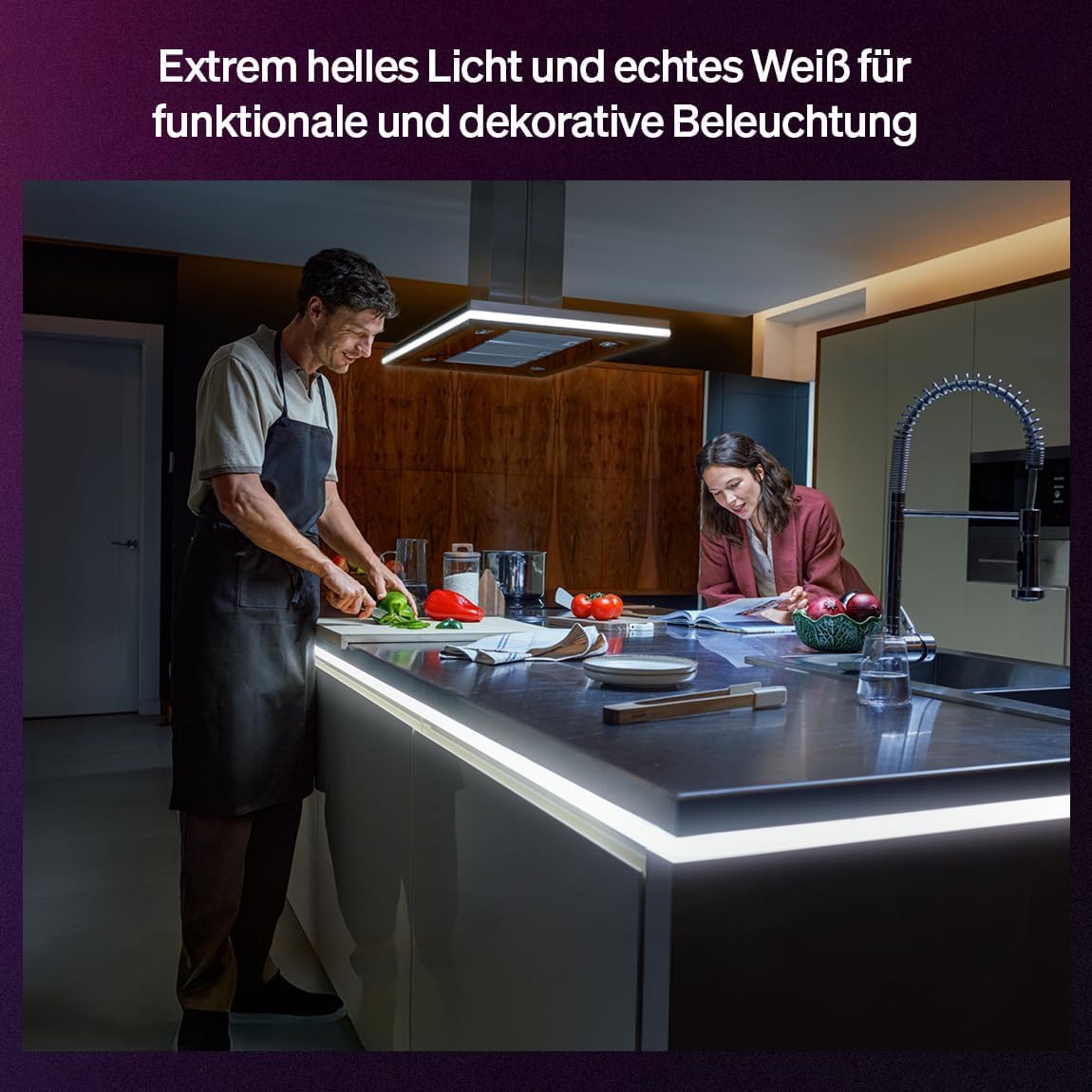 Philips Hue OmniGlow 3m Mikro LED-Lightstrip, 2700 lm, Lebendige Farben und Ambiente, Flexible Innenbeleuchtung, Gleichmäßiges Licht, Zuschneidbar, App- und Sprachsteuerung 3