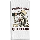 Wine Gifts Kitchen Towels for Wine Lover, Corks are for Quitters Decorative Towels for Bar Kitchen Bathroom