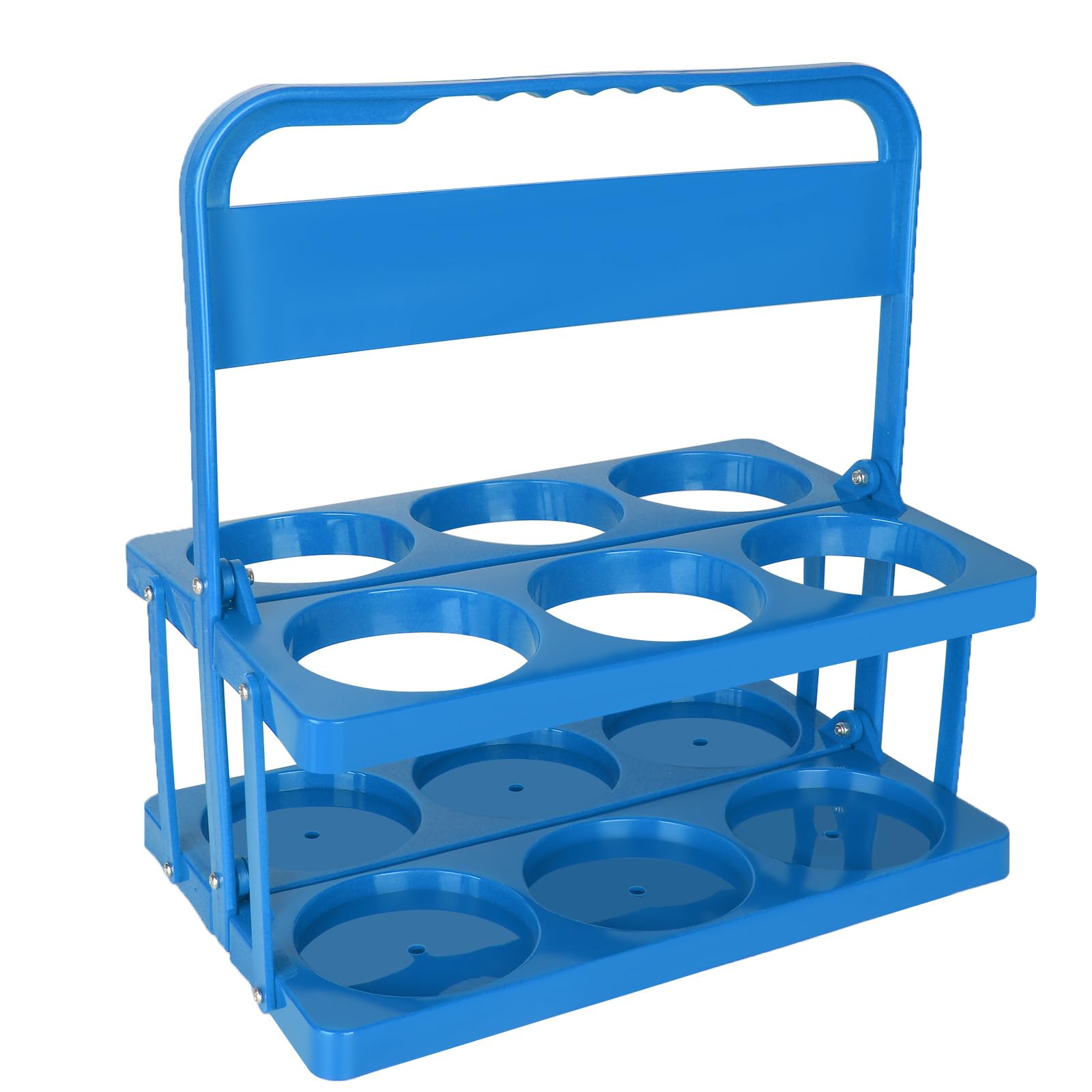 ASelected Foldable Plastic Drink Holder, 6 Holes Reusable Beer Bottle Carrier, Wine Bottle Carrier With Handle, Blue