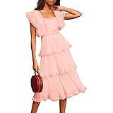 ETCYY Women's Off The Shoulder Ruffles Summer Loose Casual Chiffon Long Party Beach Maxi Dress …