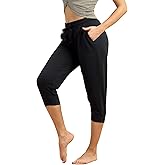 icyzone Women's French Terry Jogger Lounge Sweatpants - Active Capri Pants for Women