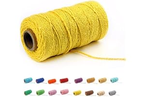 FLIPPED (109 Yards/1.5mm/35 Colors Optional) Cotton Baker Twine DIY Craft Macramé Natural Cotton Rope Craft Making Knitting String Rope DIY Wedding Decor Supply Christmas Wrapping (Yellow)