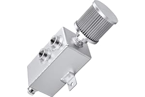BOMLING Universal 1L Oil Catch Can Tank Baffled 10AN with Breather Filter Aluminum Reservoir Tank Silver
