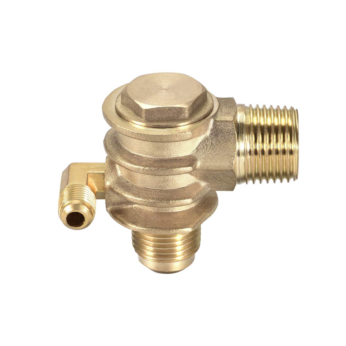 sourcing map Air Compressor Check Valve, G1/2 x 3/4"-16 UNF x M10 Male Thread, 3 Way Pneumatic Accessory, Brass