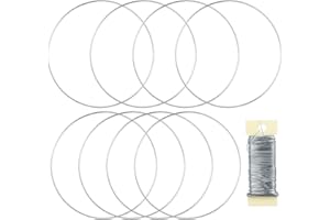 MJRASG 8 Pack Floral Hoop 14 Inches Metal Rings for Crafts Macrame Rings Hoop Dream Catcher Rings DIY Wedding Wreath Candle Rings Wreaths Craft Hoops Floral Ring for DIY Centerpiece Table Decorations, Silver