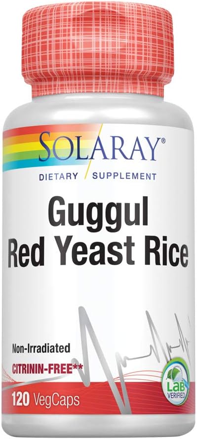 Solaray Guggul Gum Extract & Red Yeast Rice | Healthy Cardiovascular Function Support | Ancient Chinese Medicine & Ayurvedic Medicine Combo | 120ct: Health & Personal Care