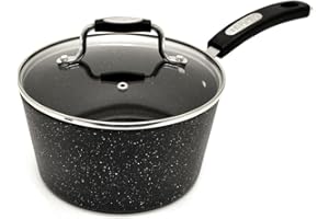Starfrit The Rock 2.8L (3Qt) Non-Stick Saucepan - Durable Forged Aluminum - Oven Safe - PFOA Free - Easy to Clean - Black