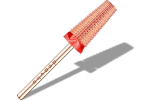 Depvko 5 in 1 Nail Drill Bits, 3/32'' Carbide Tungsten Bits, Two Way Rotate Professional Advanced Safety Cuticle Bits for Nail, Fast Remove for Manicure Pedicure Cuticle Gel Polishing(F, Rose Gold)