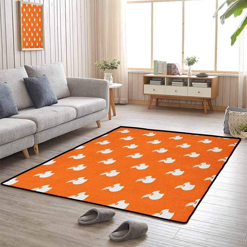 Pet Area Rug, Durable Non Skid Rug Area Silky Smooth Rugs for Children Boys Girls Bedroom Rugs, Apple | Bitten Fruit Pattern on Abstract Orange Background Vitamin Source Nutritious Apple - 5'x7'
