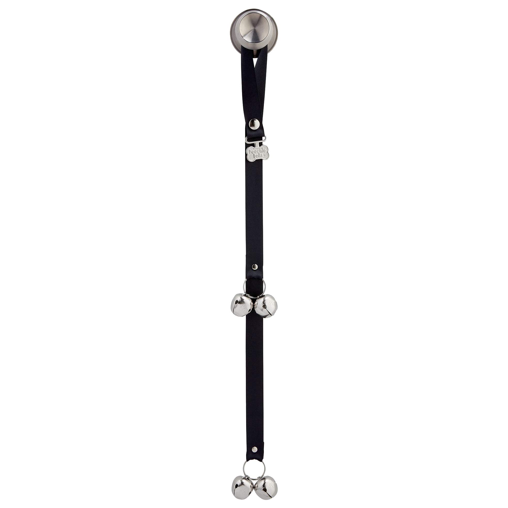 Poochiebells - Dog Bells Toilet Training - Dog Bell for Door Potty Training - Barking Dog Doorbell - Adjustable Length Dog Door Bells and Training Bells - Dog Toilet Training Bell (Midnight Black)