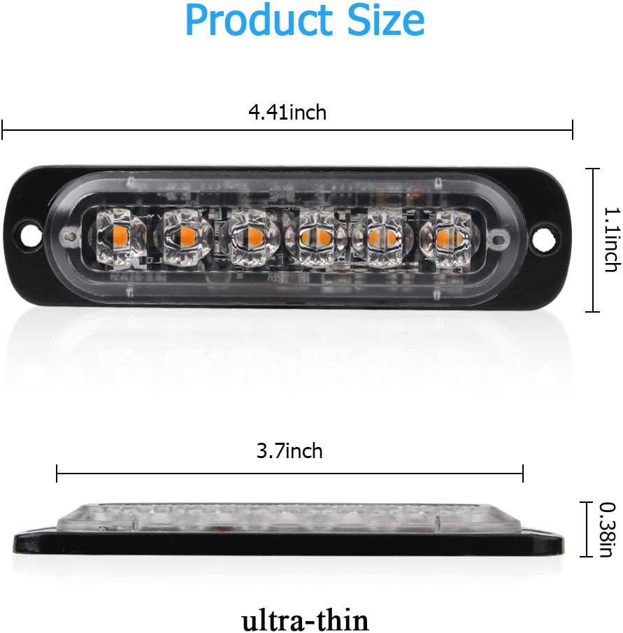 yifengshun 4PCS 6LED Amber Emergency Warning Strobe Lights - Image 3