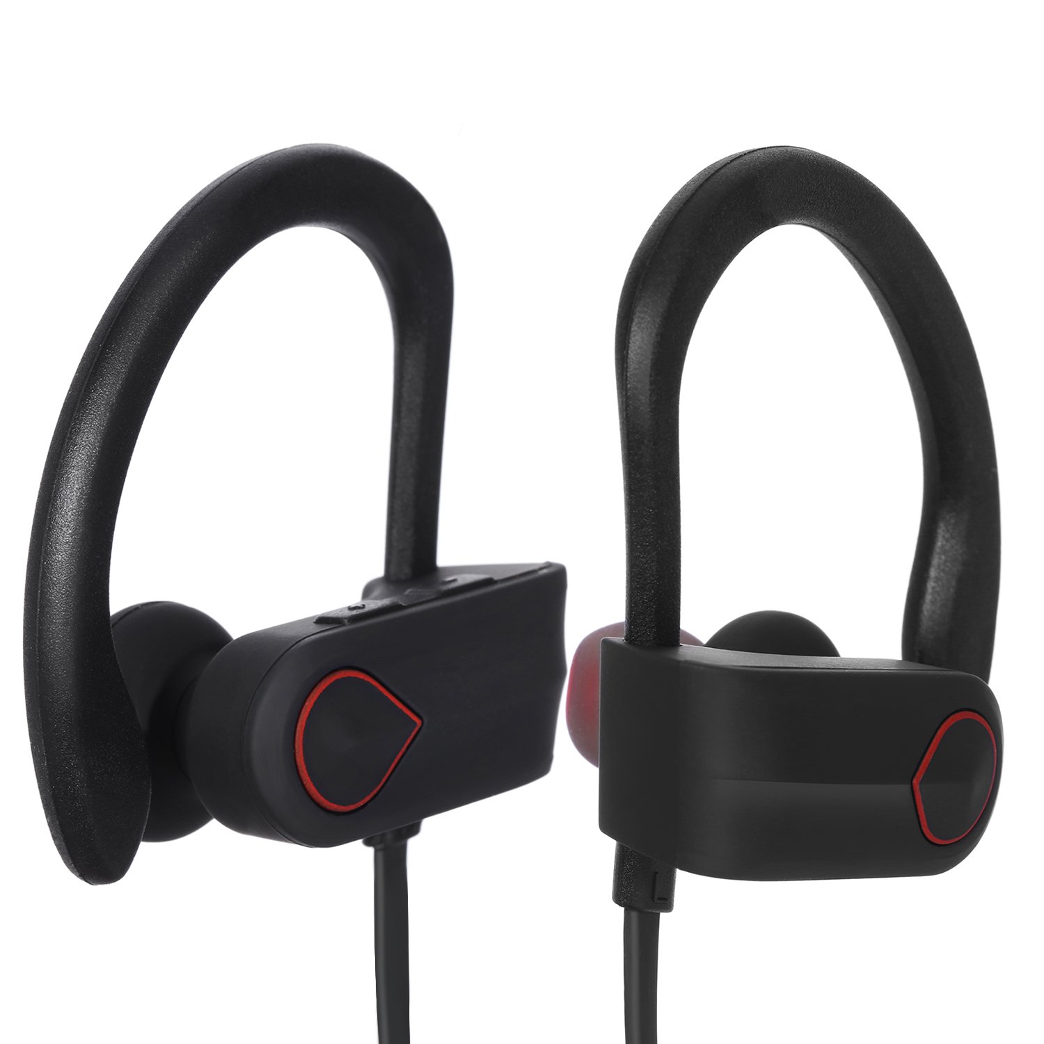 YIIYAA Wireless Bluetooth Headphones 4.1 On-Ear Bluetooth Earbuds Built-in Mic Stereo Sound Noise Cancelling IPX4 Waterproof Sweatproof Wireless Earbuds for Running Exercising-Red