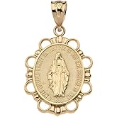 10K Yellow Gold Blessed Virgin Mary 7/8 Medal Pendant