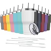 Deitybless 30oz Stainless Steel Travel Mug with Lid, Double Wall Vacuum Insulated Bulk Tumbler with Straws, Powder Coated Coffee Cup Suitable for Vehicle Cup Holders