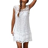Rambling Women Sleeveless Lace Skirt Dress,Casual Beach Short Tassel Mini Dress