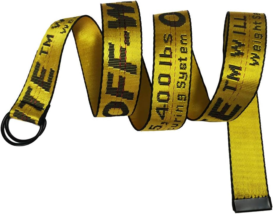 OFF OW Mens & Womens Canvas Belt with Black D-ring Buckle 1 1/2" Wide Casual Sport Work Adjustable Webbing Belt