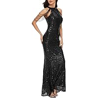 Vestido De Noche Elegante Y Lujoso Con Cuello Alto, Manga Larga