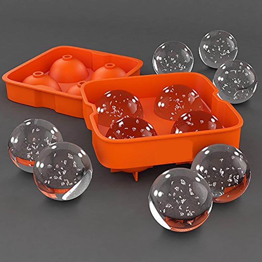 Woogor Ice Cube Tray Flexible Silicon Create Round Ice Cube Mold Makes 4 Perfect Ice Balls Ice Cube Maker Random Color