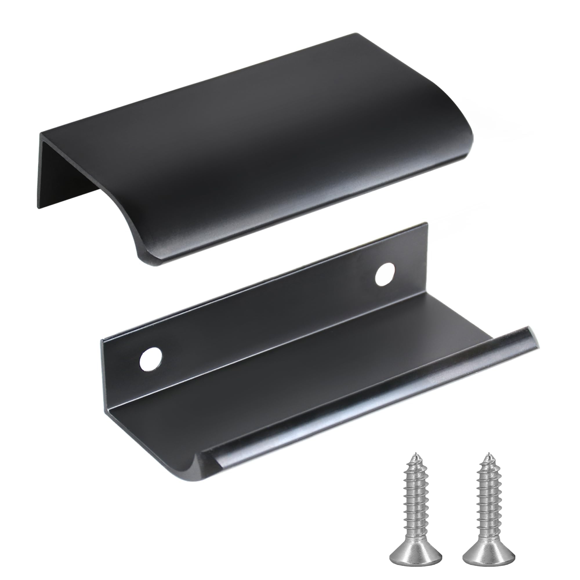 JOOJA 10 Pack Modern Style Finger Edge Pull Furniture DrawerHandles Hidden Cabinet Kitchen Drawer Handles Knobs,Black 80mm — image 1