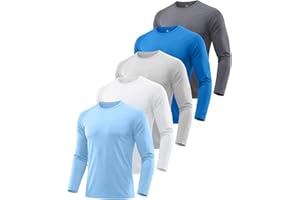 ZITY Long Sleeve T Shirts for Men 5 Pack UPF 50+ Sun Protection Tee Shirt Moisture Wicking Sports Gym Top for Workout Running