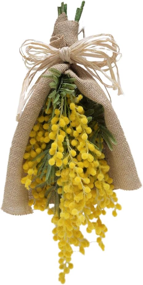 Amazon たっぷり ミモザ スワッグ ナチュラル リース ブーケ 造花 壁掛け 玄関 飾り ハンドメイド アーティフィシャルフラワー Flora フローラ 造花 オンライン通販