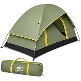 1 Person Camping Tent, Lightweight 2-Layer Waterproof Backpacking Tent | ROOMY 1-PERSON DESIGN, DUAL-LAYER WATERPROOF, LIGHTWEIGHT &amp; COMPACT, STRONG 8MM FIBERGLASS POLES, TRAVEL &amp; BACKPACKING READY