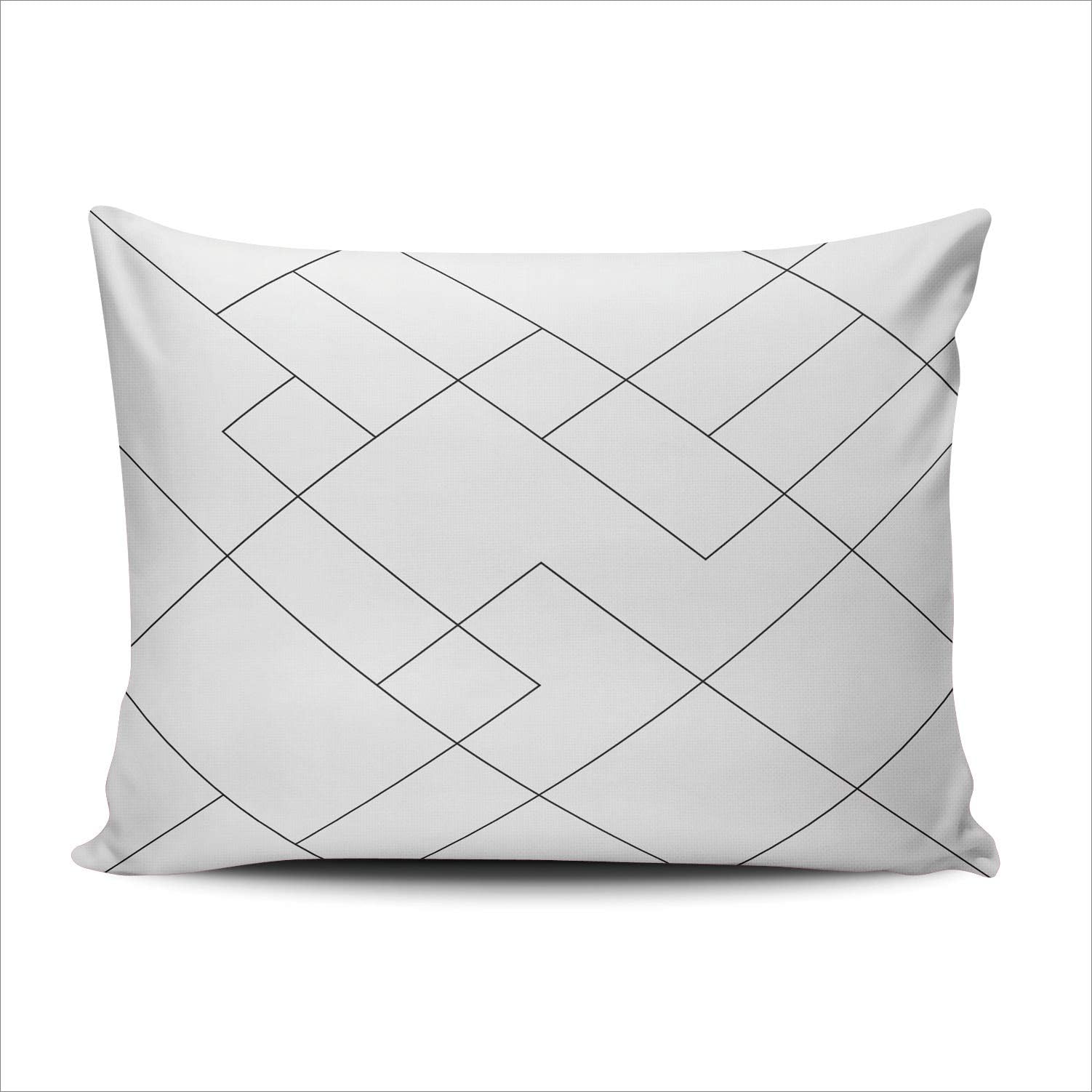 SALLEING Custom Fashion Home Decor Pillowcase Geometric Simple Black and White Diagonal Thin Lines Standard Throw Pillow Cover Cushion Case 20x26 Inches One Sided Print