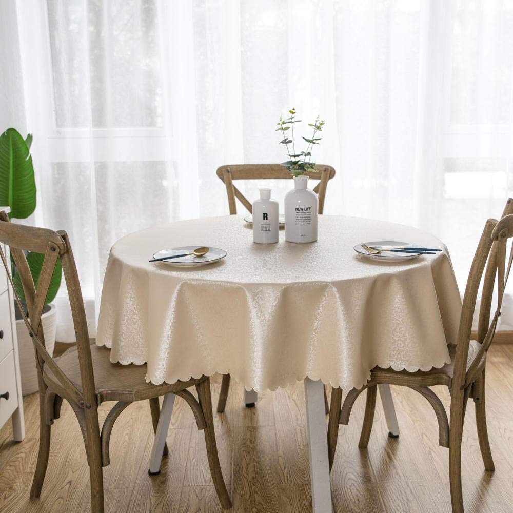 Boanmy Stain-Resistant Round PVC Tablecloth - 160 cm - Champagne Gold