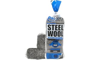 Pandora Steel Wool #2 – Coarse Grade, 16 Pads for Cleaning and Removing - Quality Metal Strands - Ideal to Remove Floor Scuff Marks and Old Wax