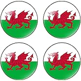 HSQCEZ 4 Pcs Wales Flag Pin Round 1 Inch, Lapel Pins Souvenir Badge for Hat Clothes Backpack,Welsh Flag Brooch Accessories Party Favors,Patriotic Pin Accessories for Men/Women
